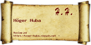 Höger Huba névjegykártya